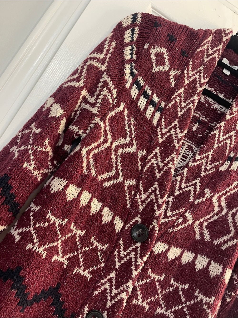 JJill Jacquard multi print long cardigan-Sz M - Picture 3 of 10